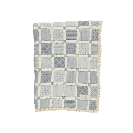 Bebe Organic Blue Patchwork Mai Blanket