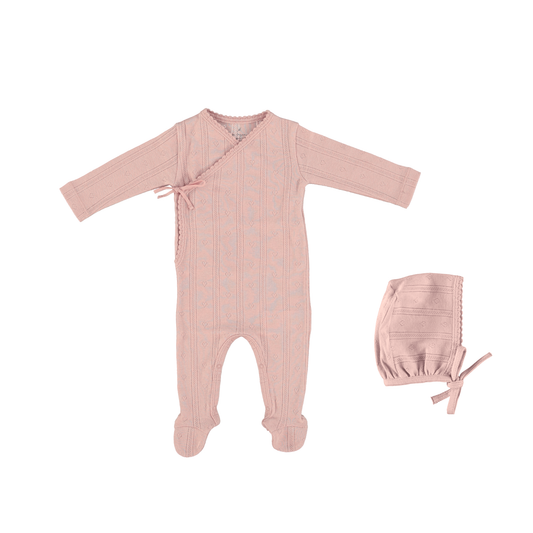 Bebe Organic Blush Bebe Wrap Footie With Bonnet