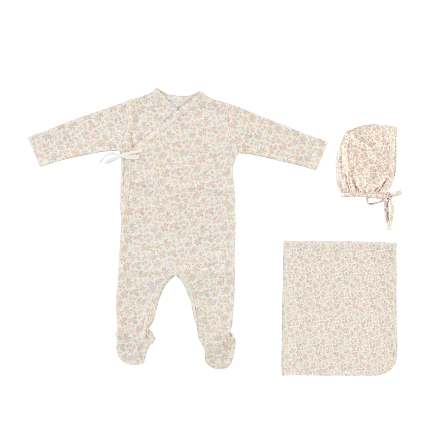 Bebe Organic Blooms Iris Wrap Footie With Bonnet