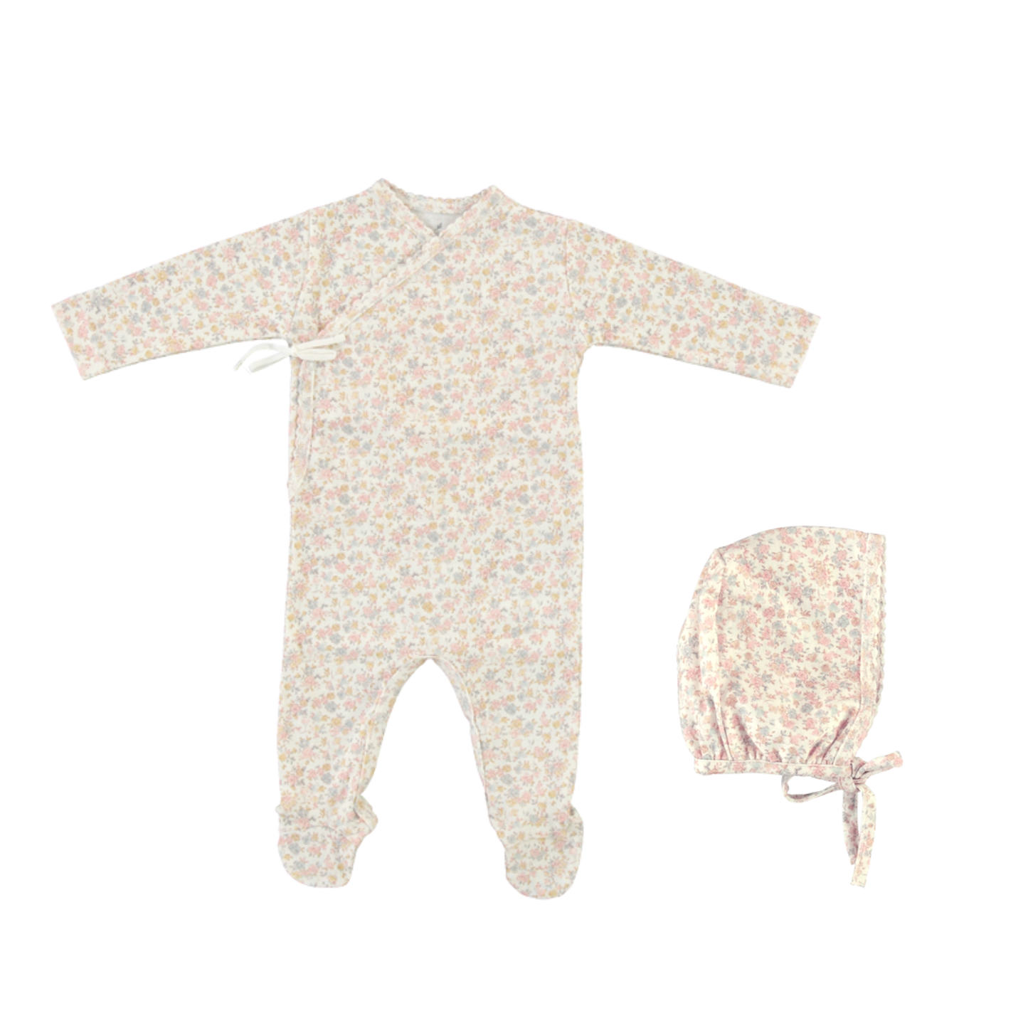 Bebe Organic Blooms Iris Wrap Footie With Bonnet
