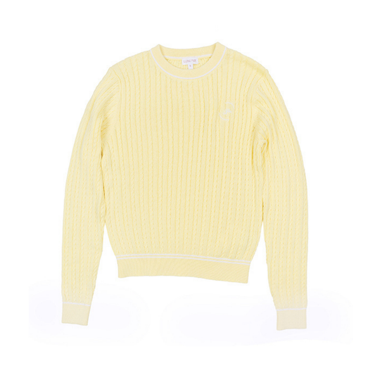Luna Mae Pale Yellow Ruth Long Sleeve Cable Sweater