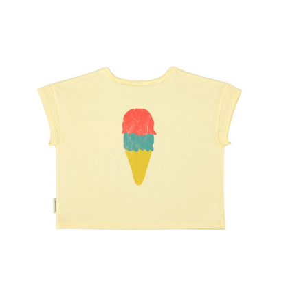 Piupiuchick Light Yellow Beach Bar Print Short Sleeve Tee