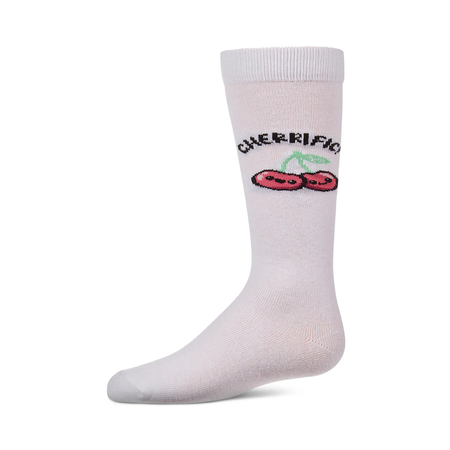 Memoi White Cherrific Knee High
