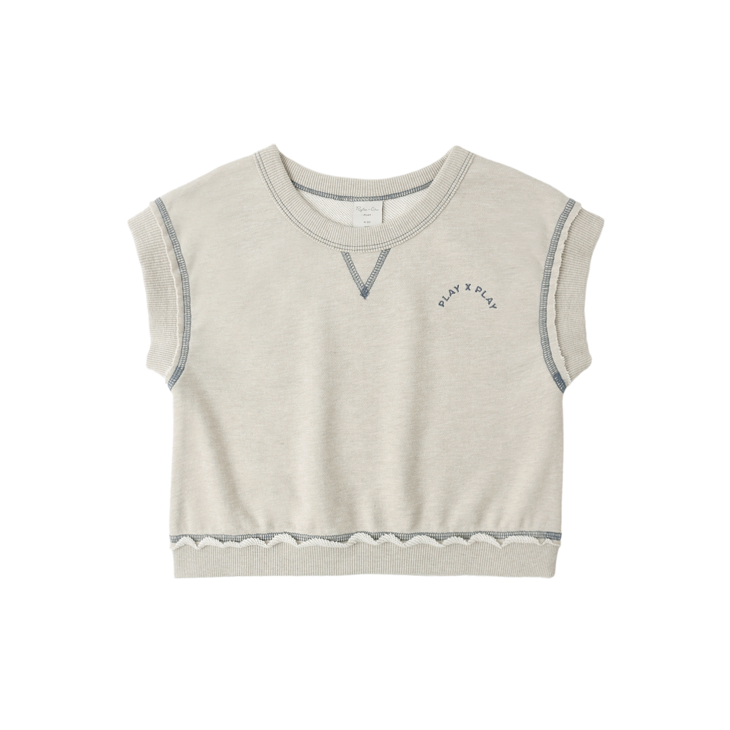 Rylee+Cru Oatmeal Victory Heathered Short Sleeve Sweater