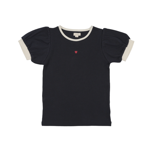 Lil Legs Navy Fitted Rib Tee Short Sleeve