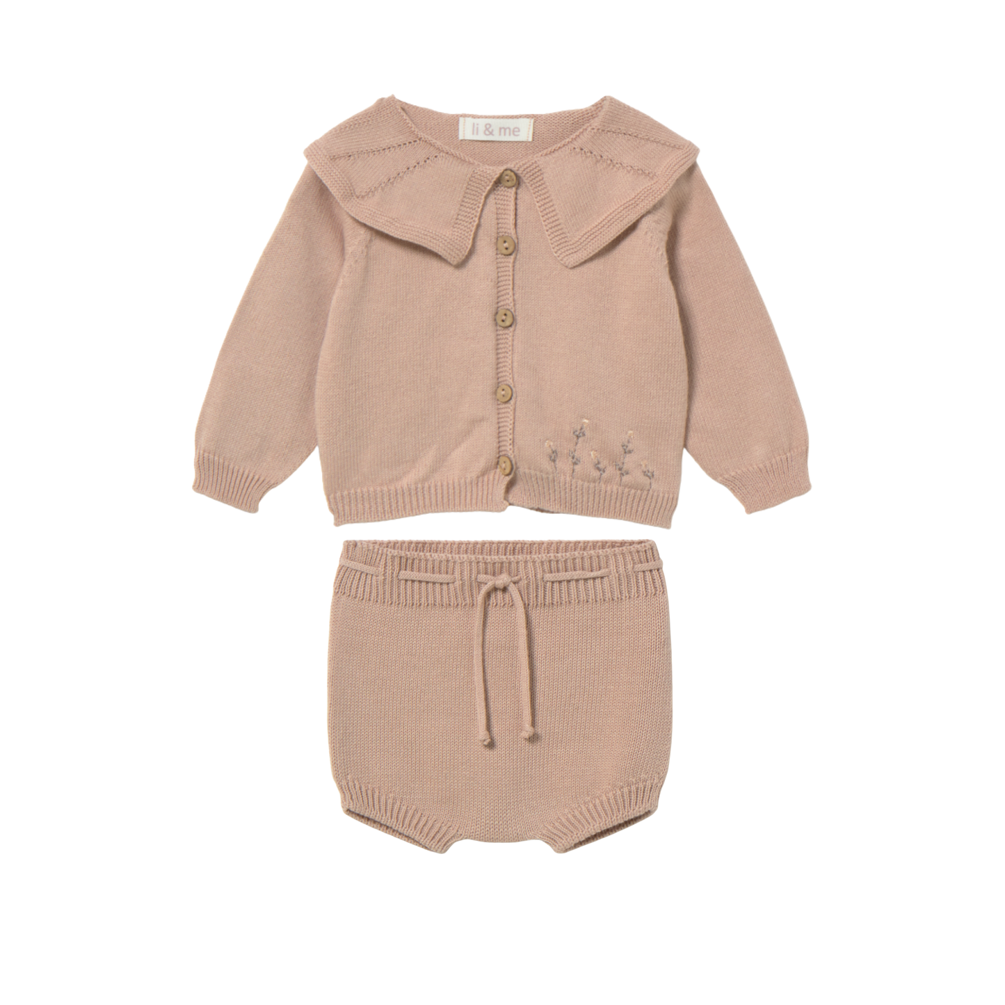 Li & Me Candy Embroidered Knit Bloomer Set