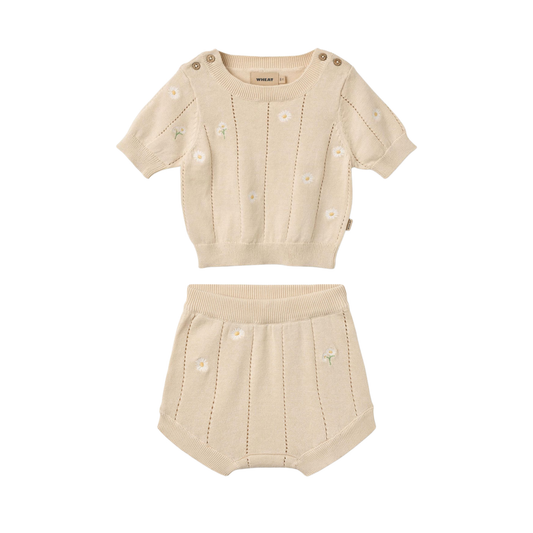 Wheat Sandshell White Malvina White Flowers Shorts Set