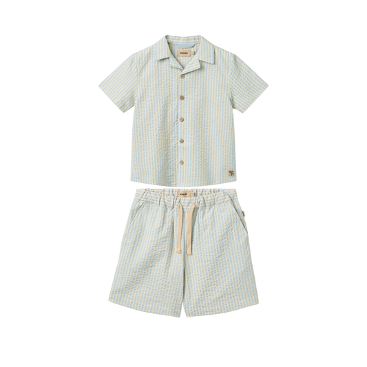 Wheat Anker Stripe Sleeve Shirt Set