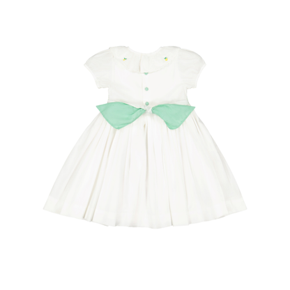 Antoinette Paris White Mint Victoria Smocked Short Sleeve Dress