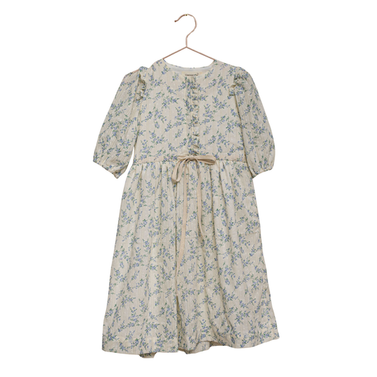 Cosmosophie White / Blue Lila Flower Print  Dress