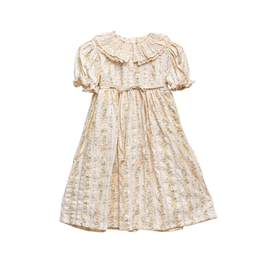 Cosmosophie Ivory Alba Flower Print  Dress