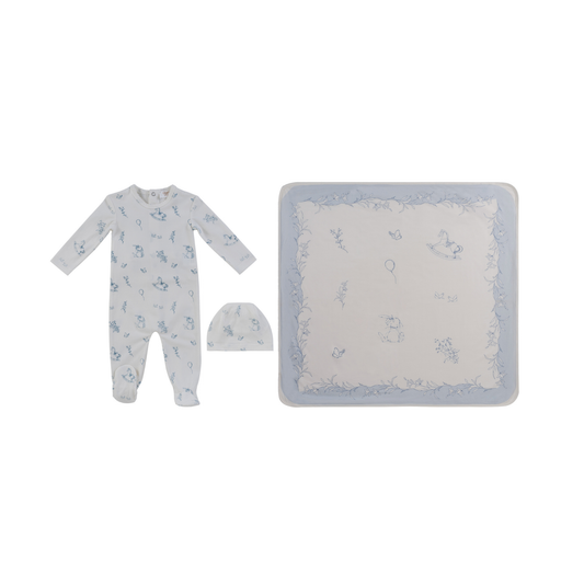 Kipp Baby Blue Toile Footie 3PC Set