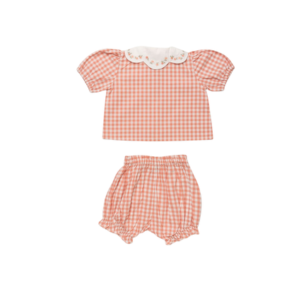 Early Sunday Gingham Check Peony Tilly Check Bloomer Set
