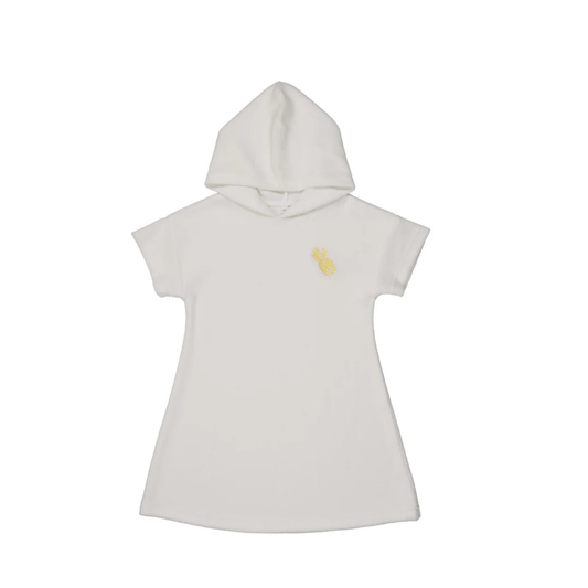Bonjoy White/Yellow Terry Short Sleeve Dress