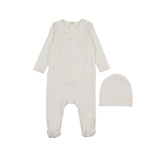 Pouf White/Pink Hot Air Balloon Printed Footie