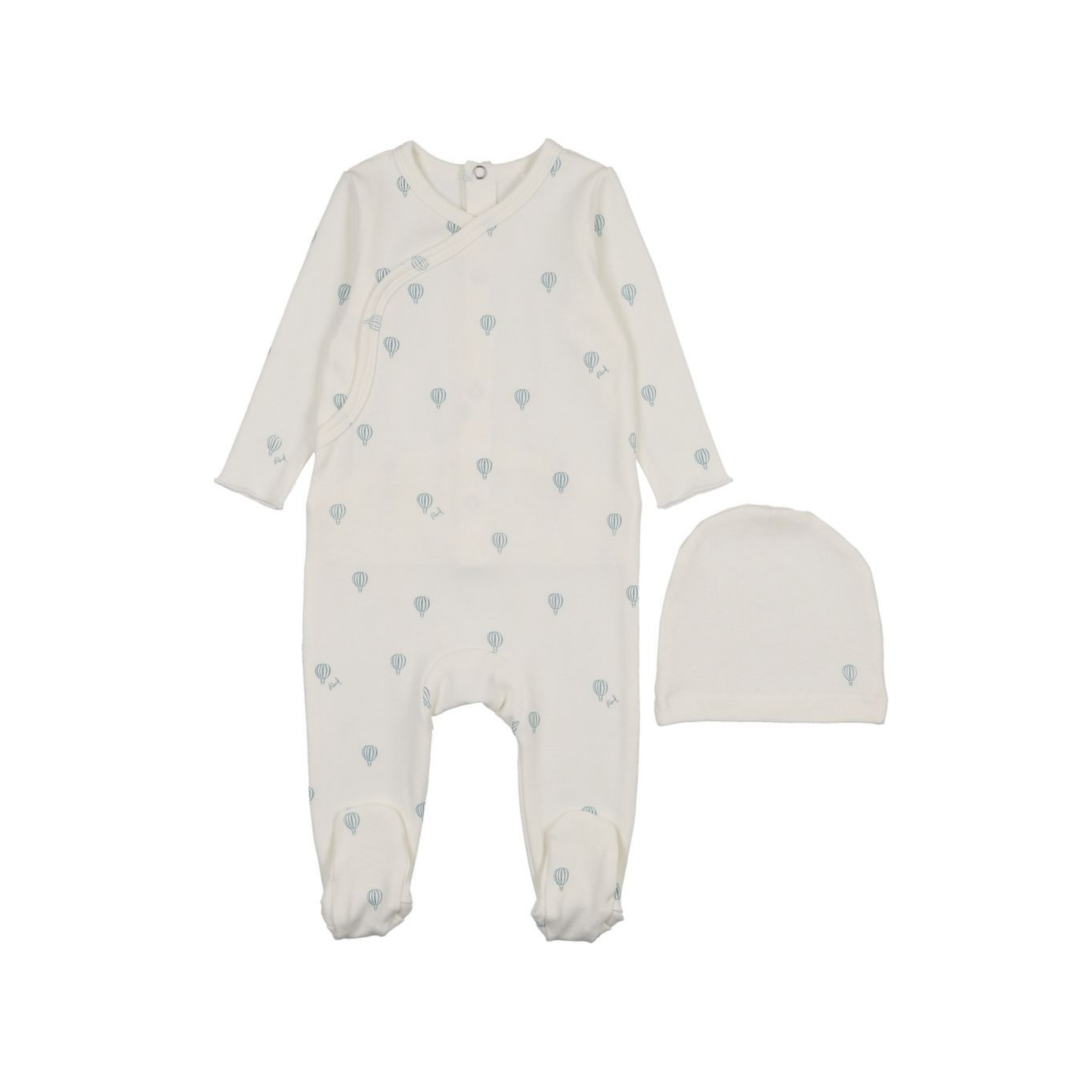 Pouf White/ Blue Hot Air Balloon Printed Footie