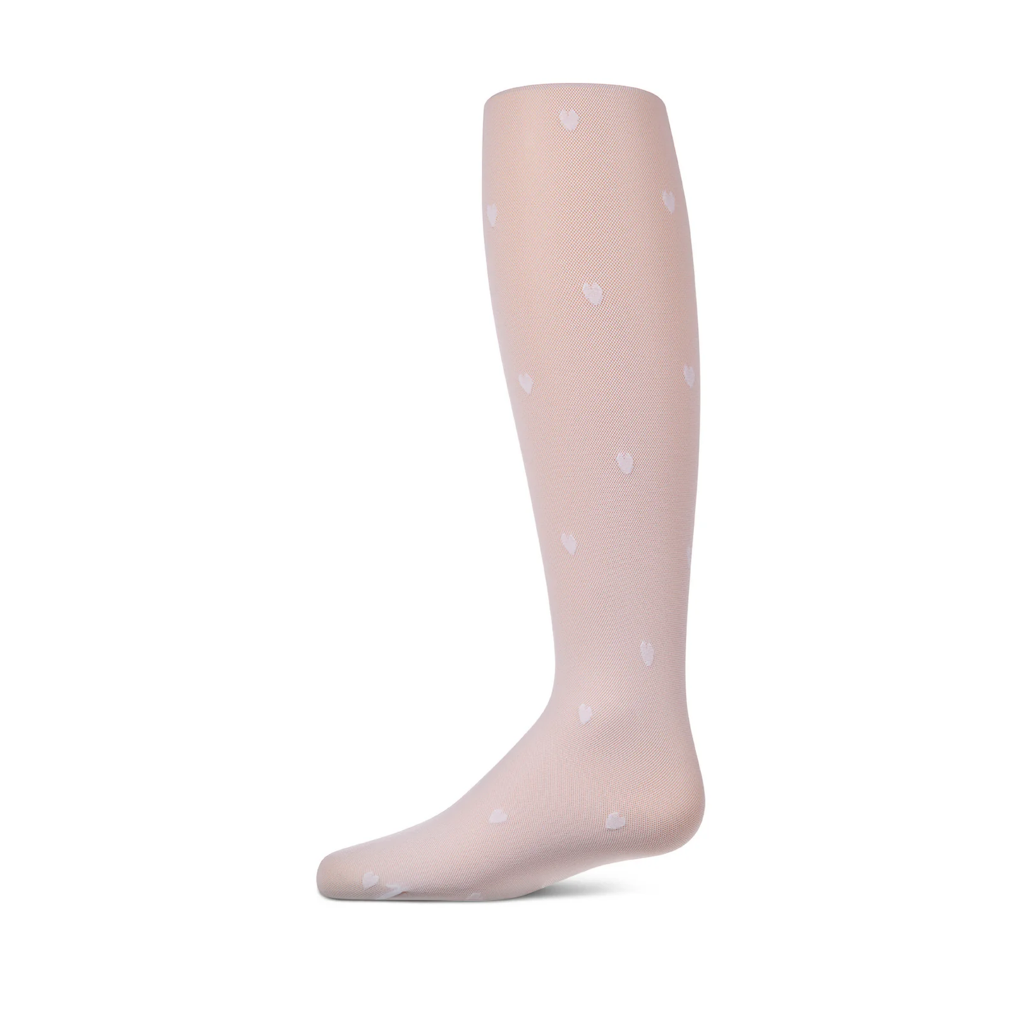 Memoi Winter White Micronet Heart Tights
