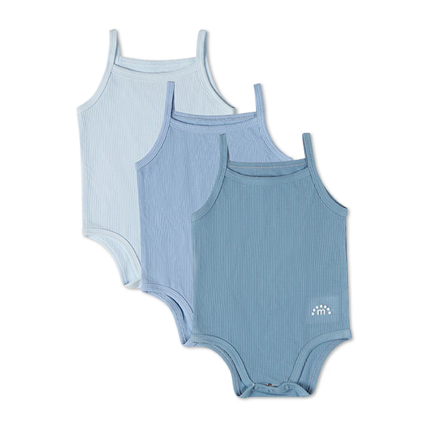 MiniMoi Solid Ribbed Modal Bodysuits 3 Pack
