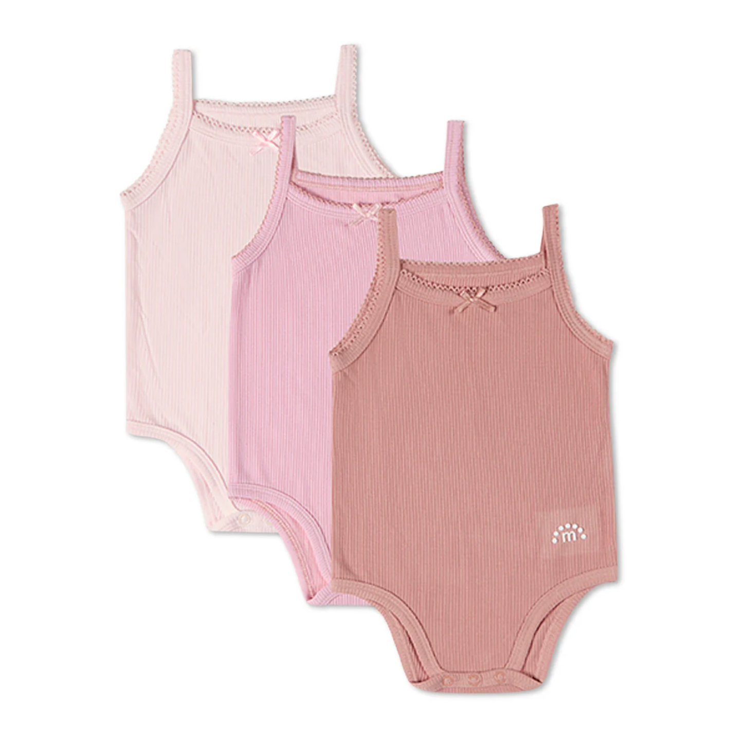 MiniMoi Solid Ribbed Modal Bodysuits 3 Pack