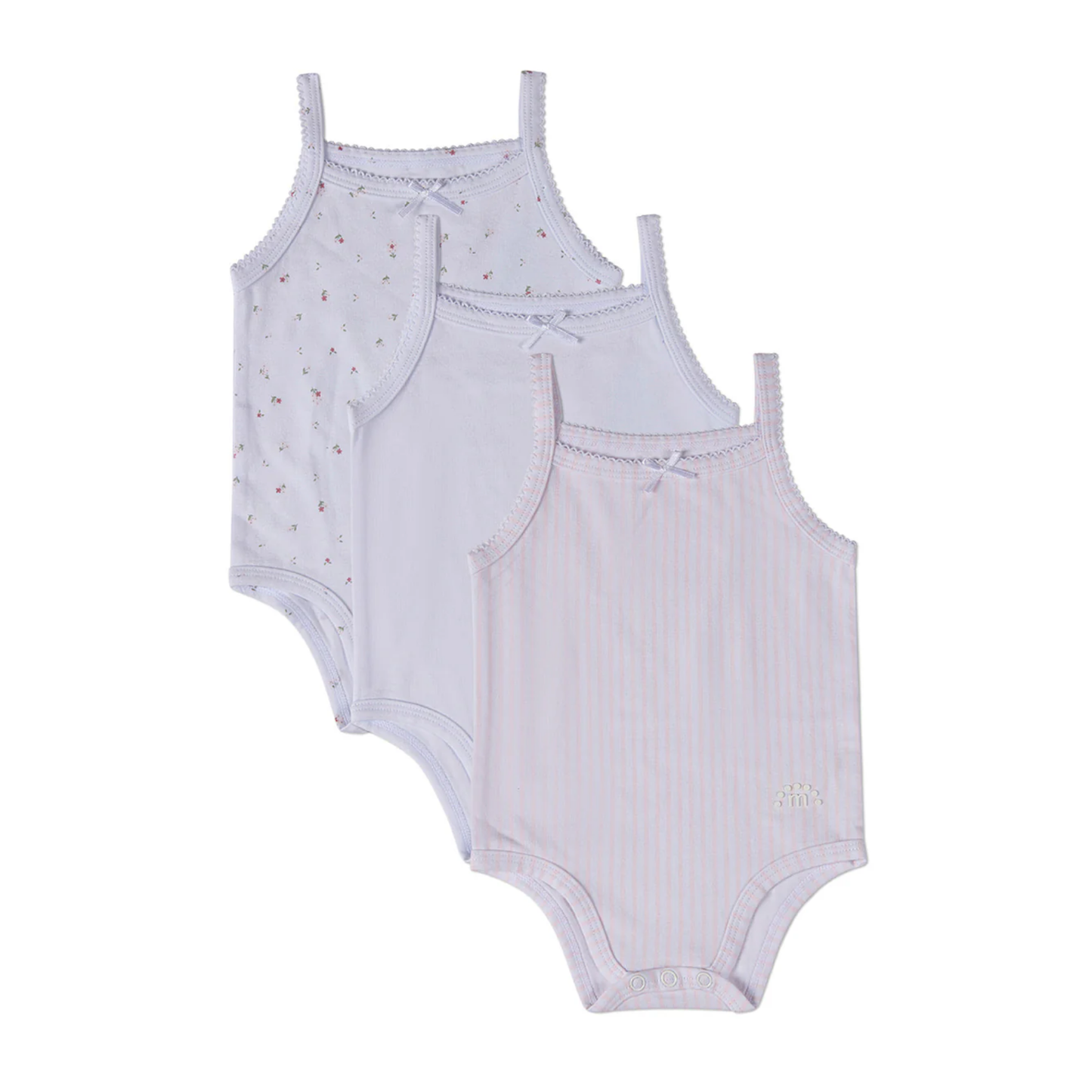 MiniMoi Petite Floral Cotton Modal Bodysuits 3 Pack