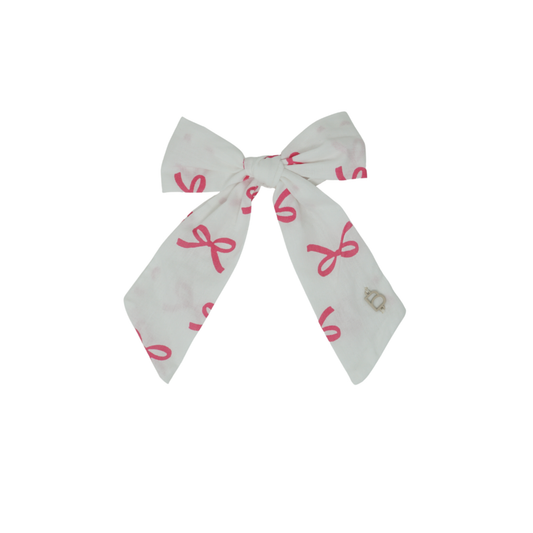 Bandeau Hot Pink Bows Cotton Bow Printed Collection Large Bow Clip