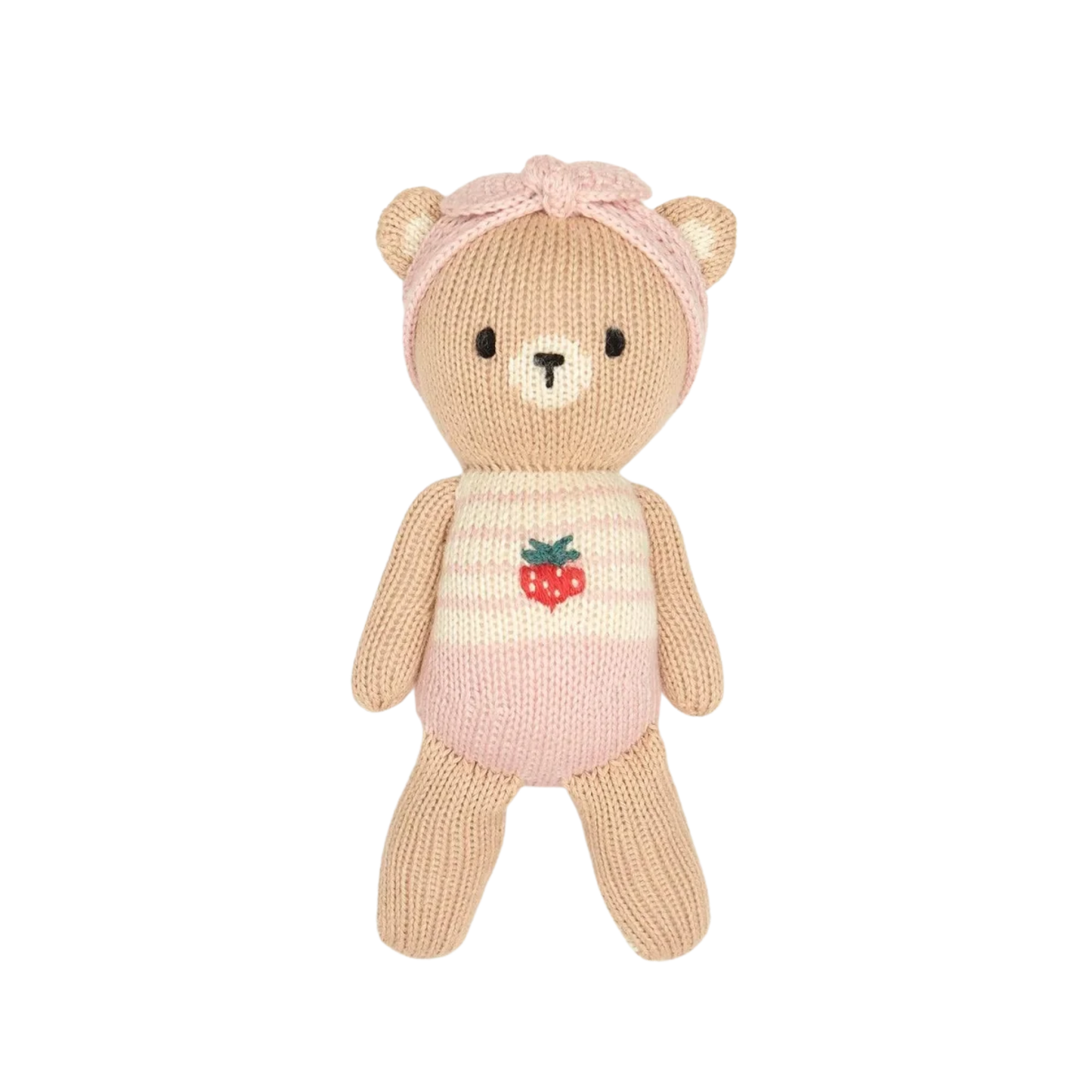TunTun Pink & Natural Baby Bear With Strawberry