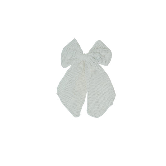 Bandeau White Netting Crochet Collection Small Bow Clip