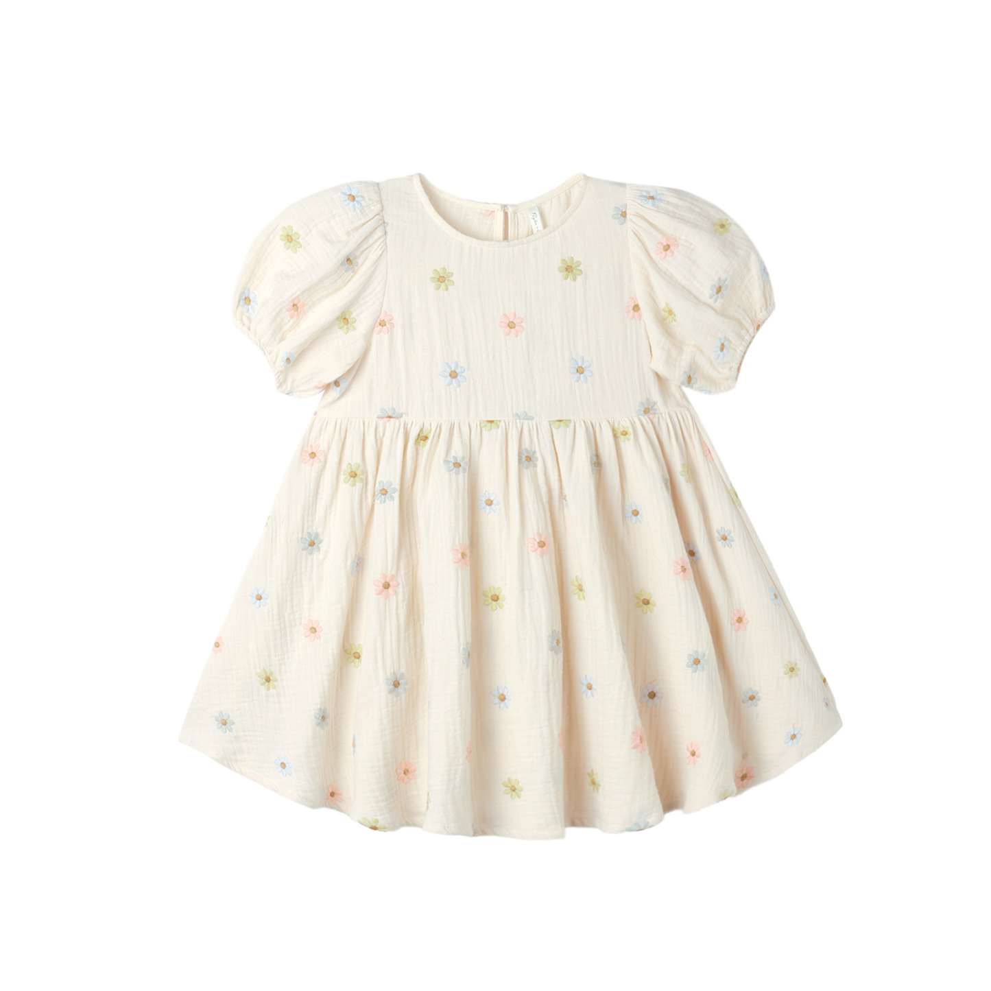 Rylee+Cru Natural Marley Embroidered Daisies Short Dress