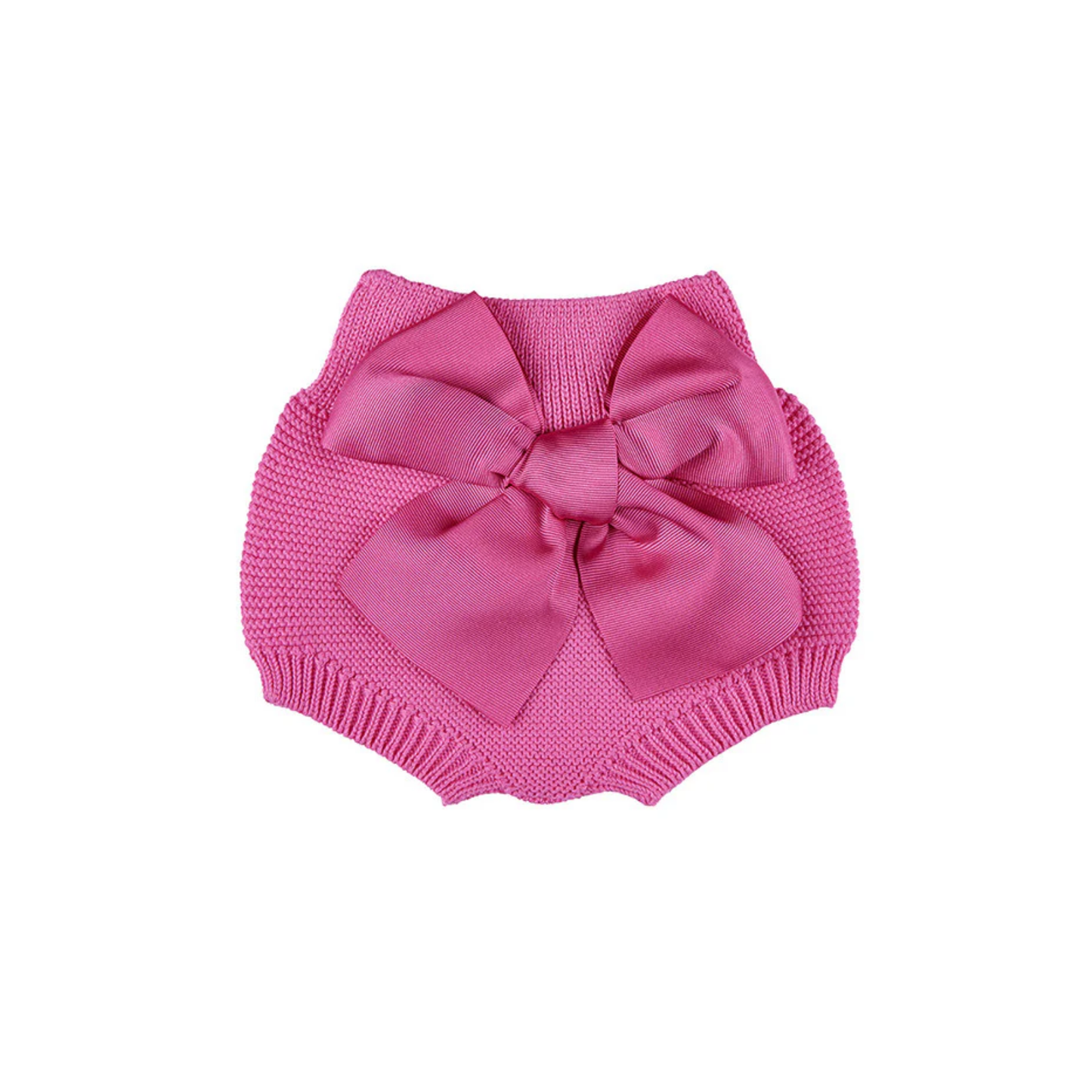 Condor Garter stitch romper w/ grosgrain bow