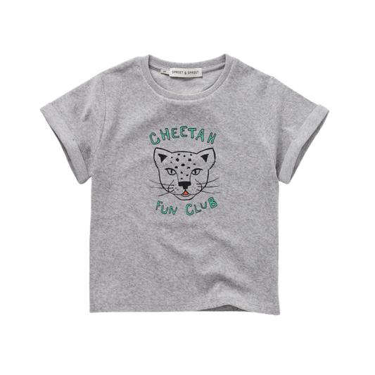 Sproet & Sprout Light Grey Cheetah Terry Short Sleeve Tee