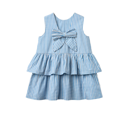 Copenhagen Colors Blue Bow Houndstooth Dress