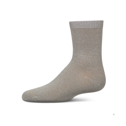 Memoi Toddlers and Kids Basic Soft Rayon from Bamboo Crew Socks Silver Lurex - Mk-6166