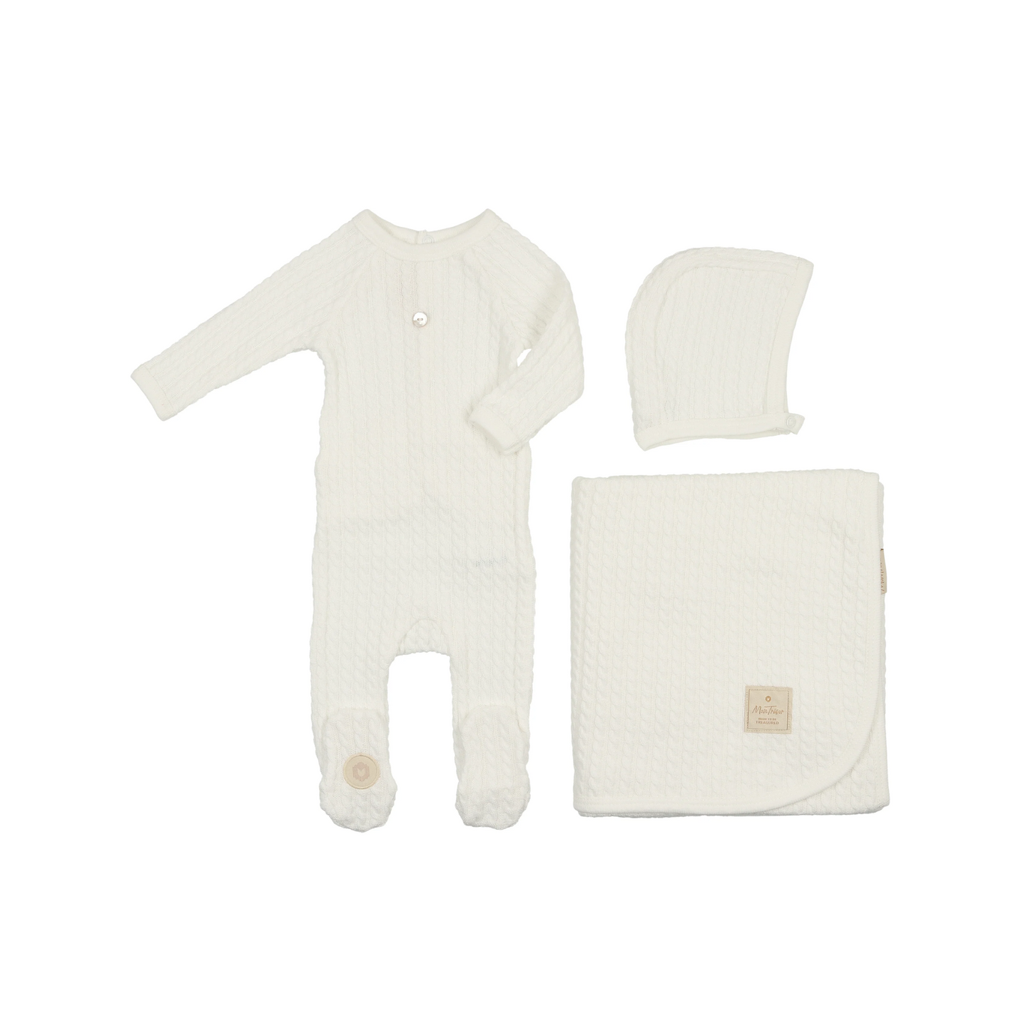 Mon Tresor Cable Knit Footie Set