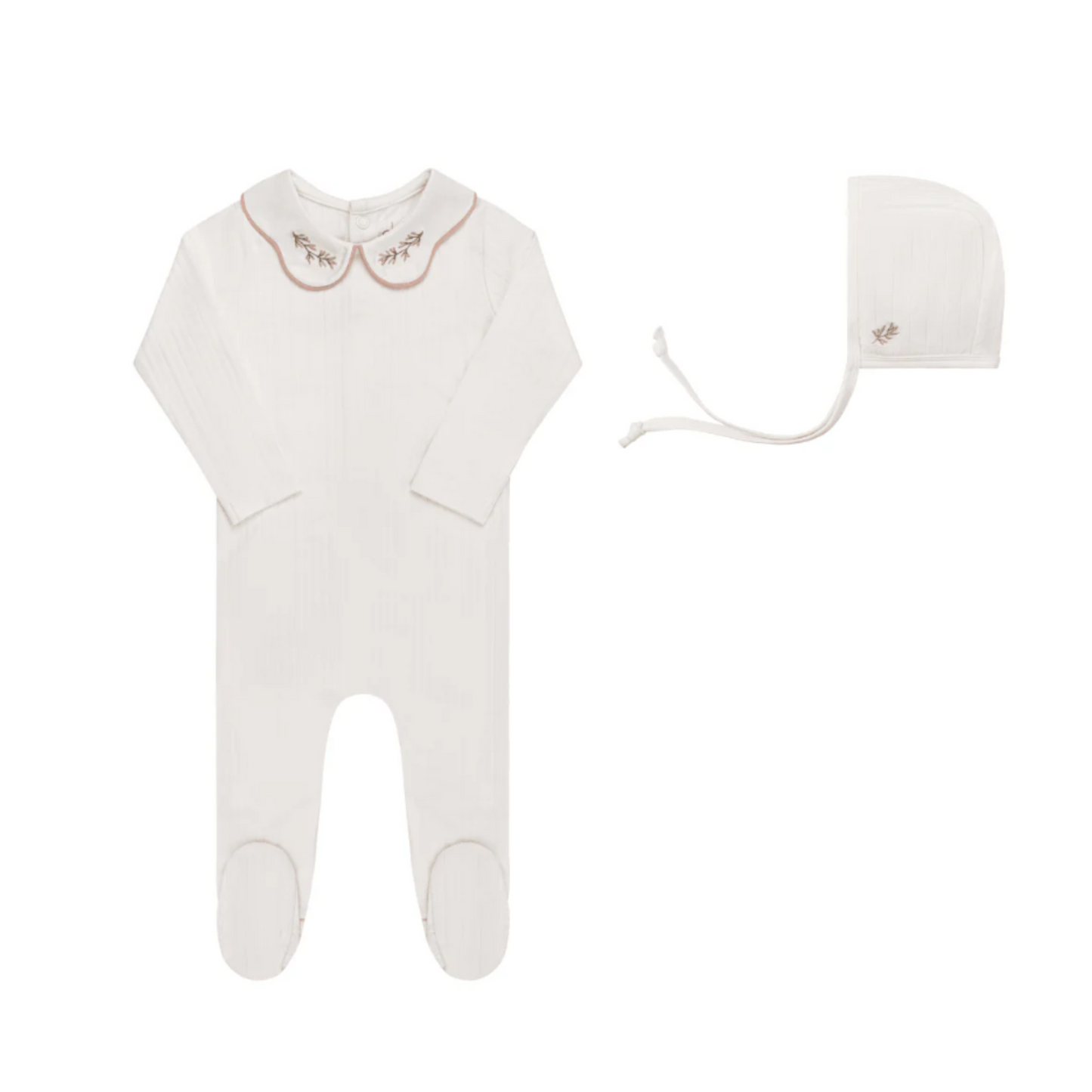 Ely`s & Co Cotton Wide Rib Embroidered Footie