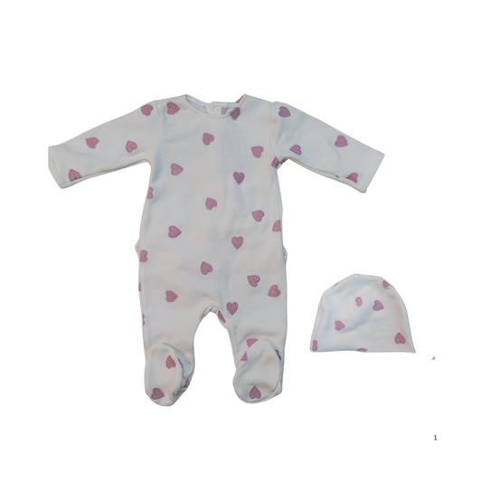 Latte Hearts  Embroidery Footie