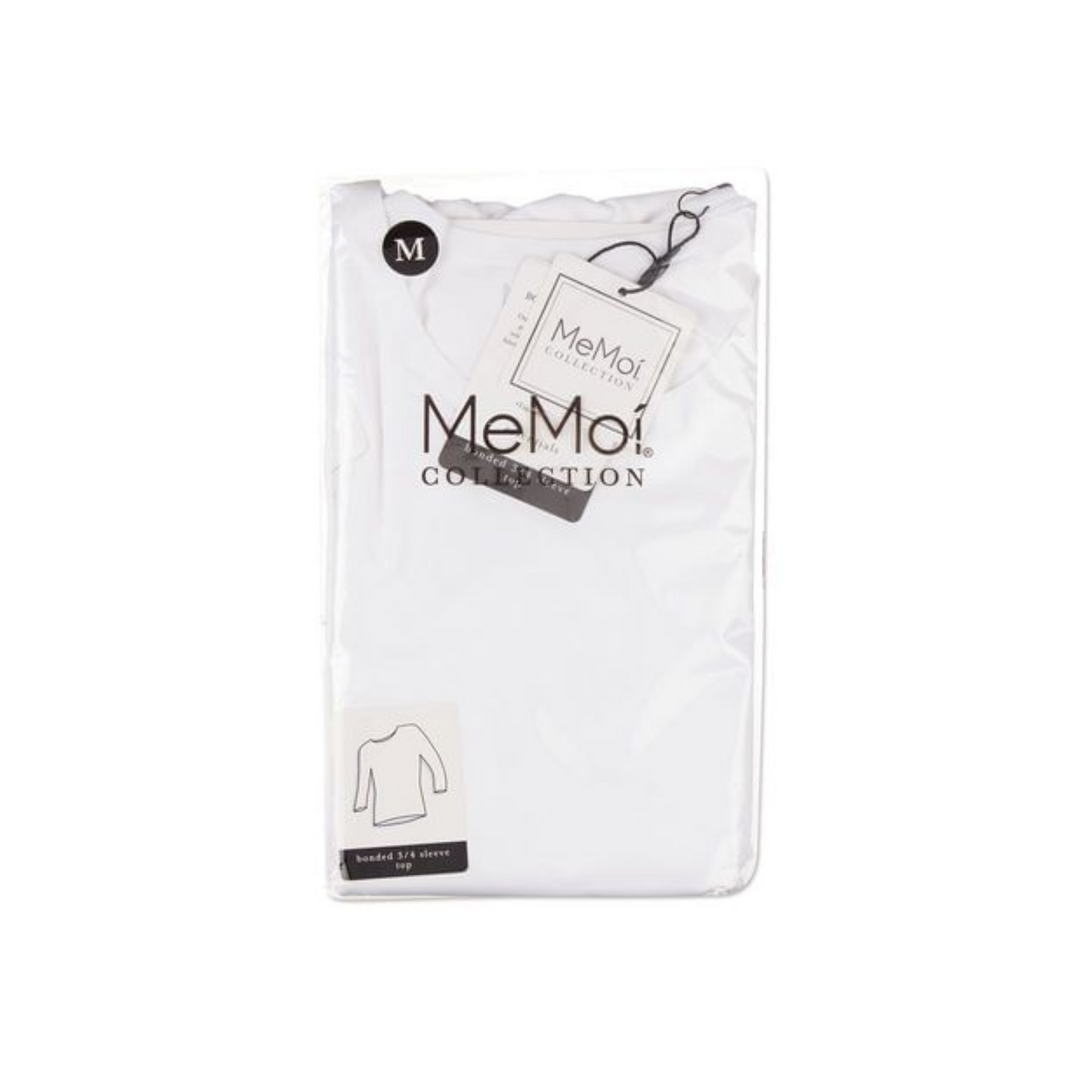 Memoi Womens Bonded 3/4" Sleeve Top