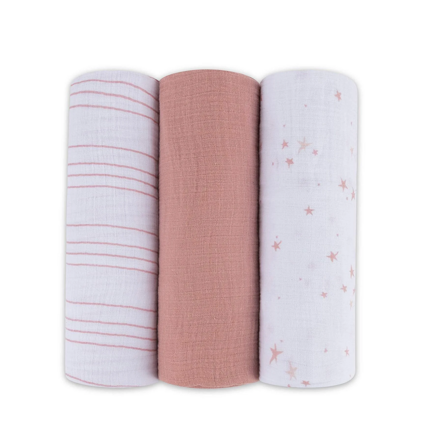 Ely`s & Co Three Pack Muslin Swaddles- Stars