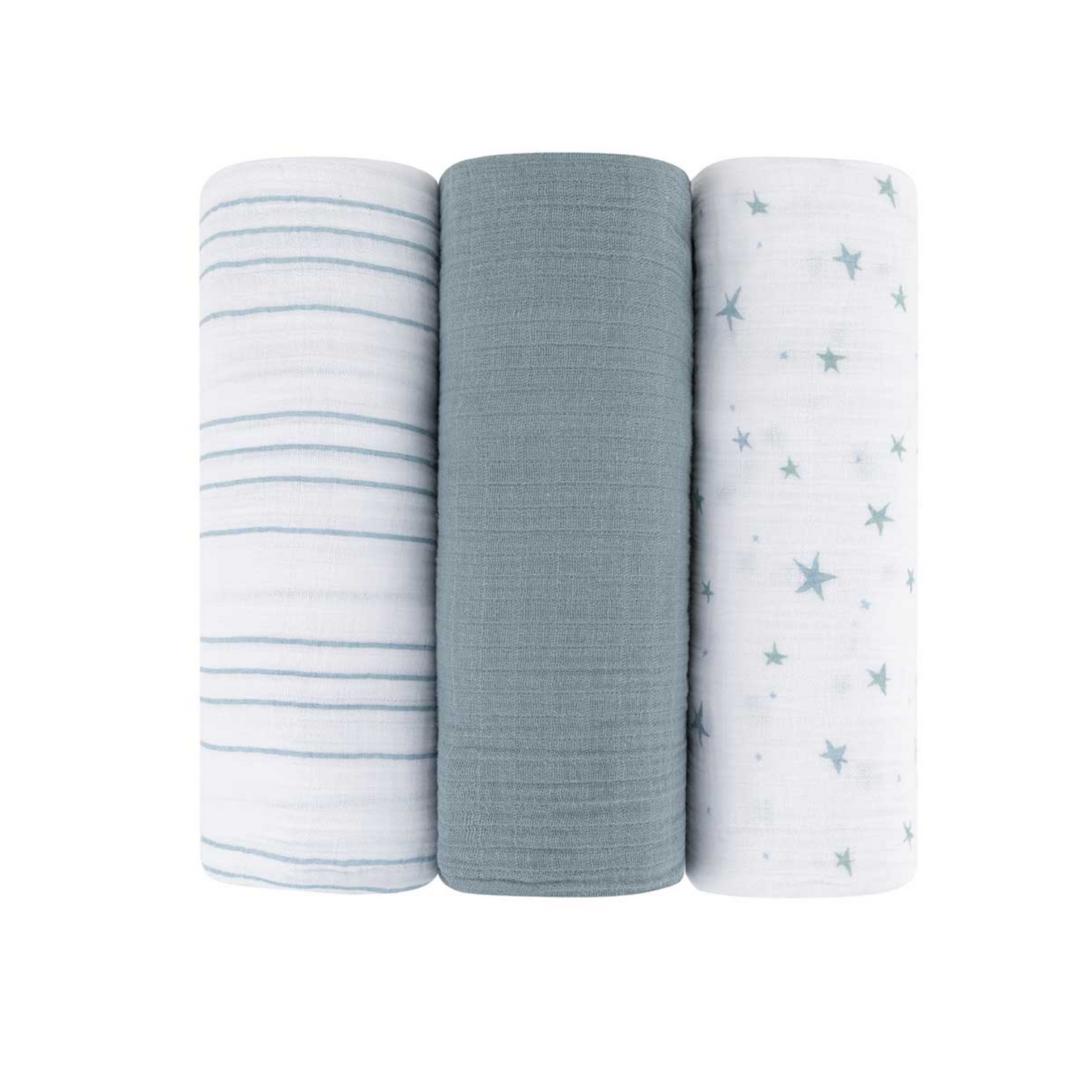 Ely`s & Co Three Pack Muslin Swaddles- Stars