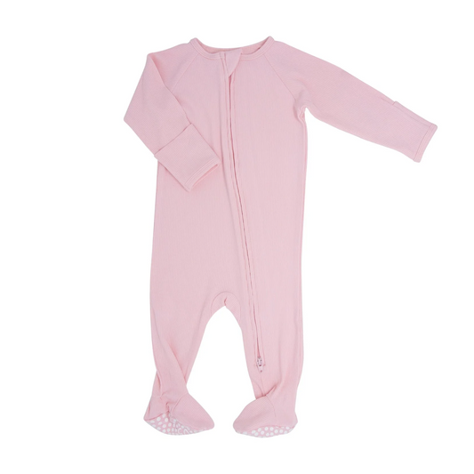 Sweet Bamboo Zipper Ribbed Girl Footie