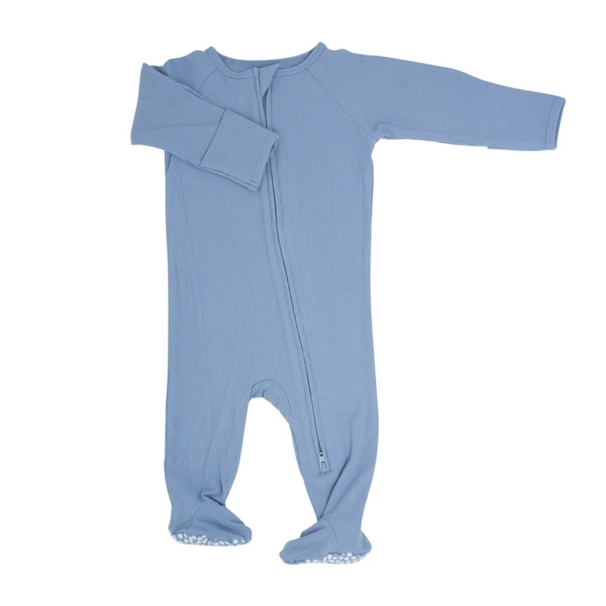 Sweet Bamboo Zipper Ribbed Boy Footie