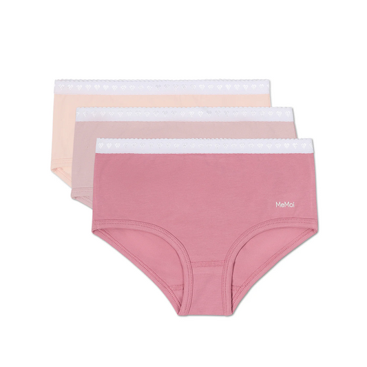 Memoi Girls 3 Pair Pack Solid Chromatic Rose Briefs