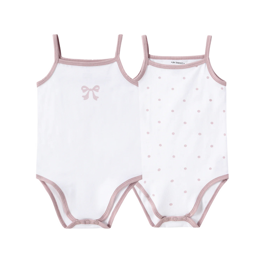 Petit Clair Bow/Polka Dot Baby Bodysuit Set