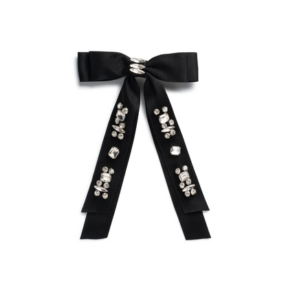 Halo Rock Candy Rhinestone Embellished Satin Bow Clip