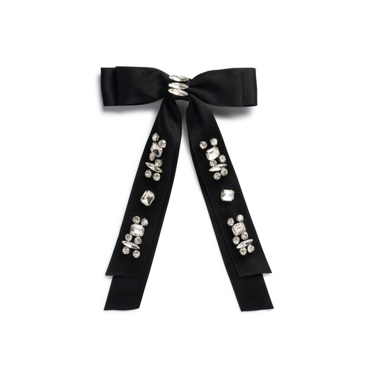 Halo Rock Candy Rhinestone Embellished Satin Bow Clip