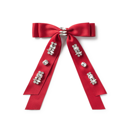 Halo Rock Candy Rhinestone Embellished Satin Bow Clip