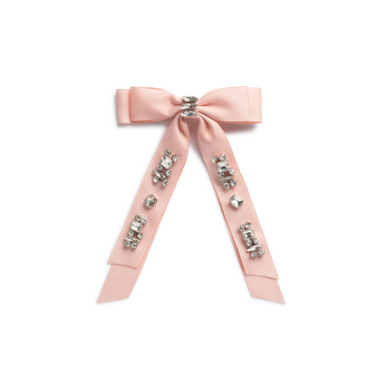 Halo Rock Candy Rhinestone Embellished Satin Bow Clip