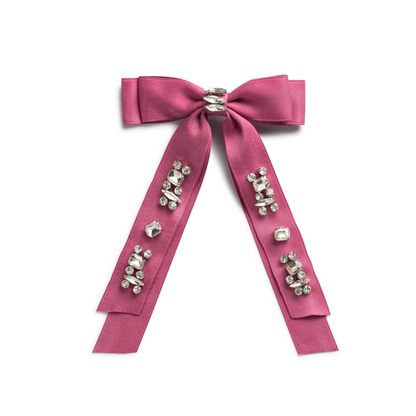 Halo Rock Candy Rhinestone Embellished Satin Bow Clip