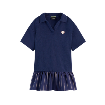 Scotch & Soda Polo Striped Ruffles Sweat Dress