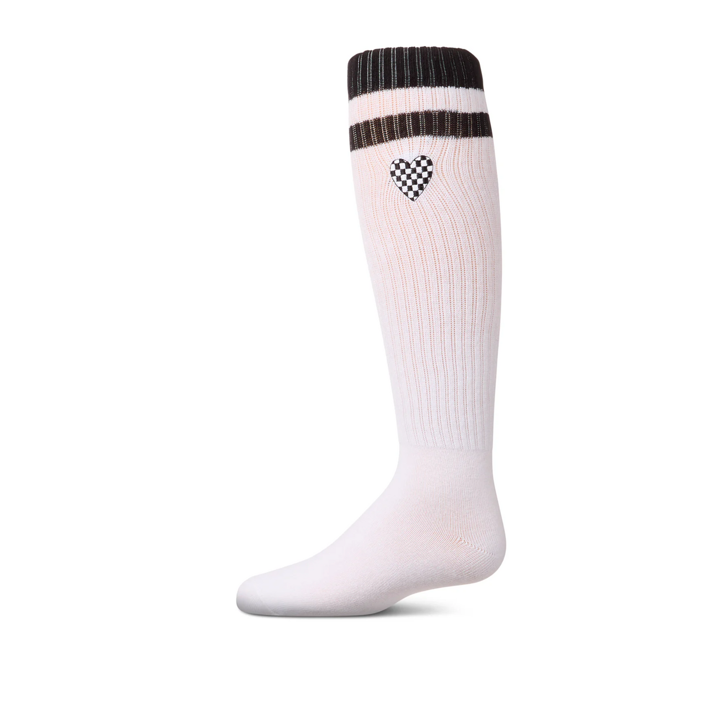 Memoi Checkered Heart Knee High