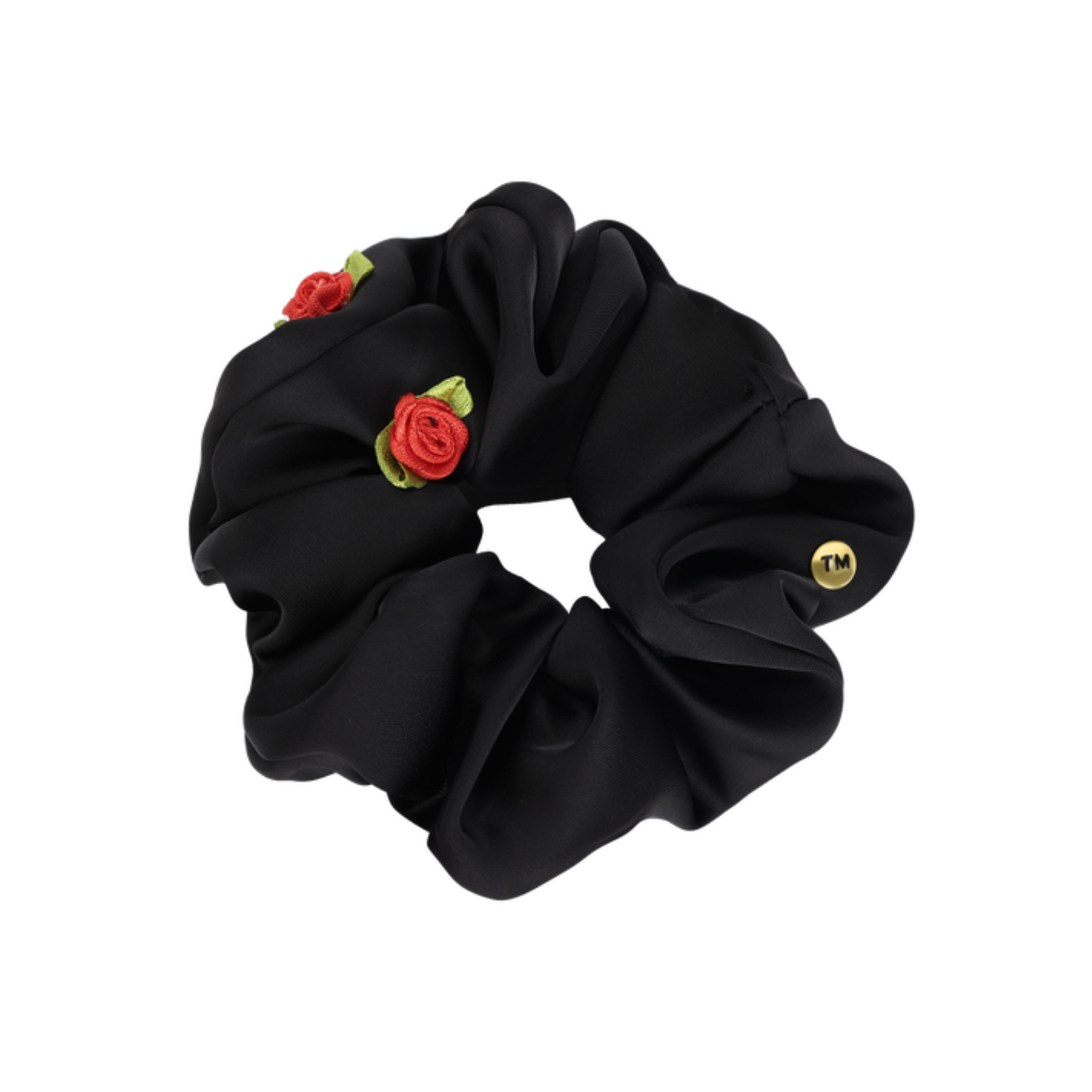 Tis Me Satin Mini Flowers Scrunchie with Red Flower